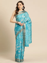 Teal Soft Silk Digital Print Saree