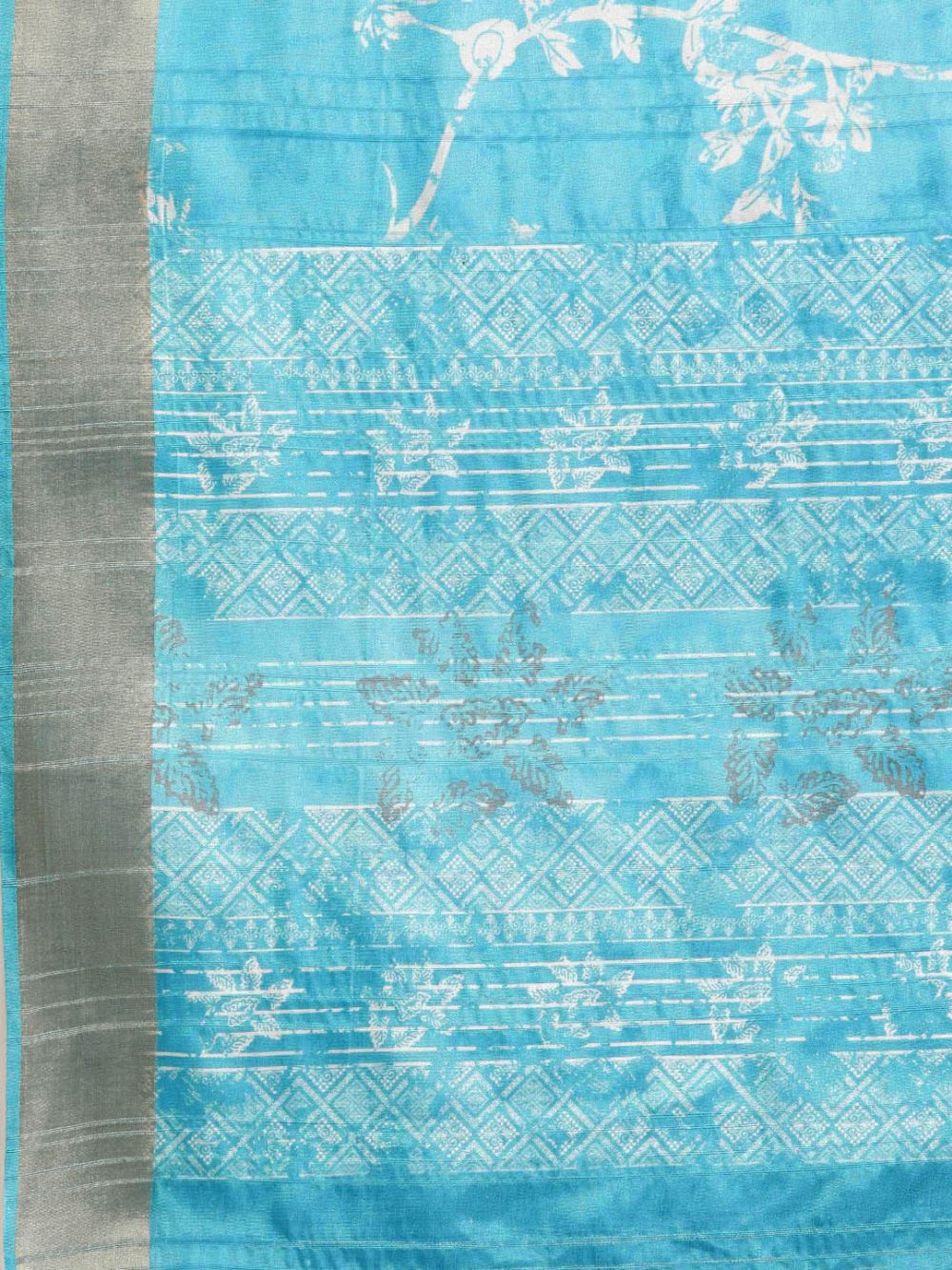 Teal Soft Silk Digital Print Saree