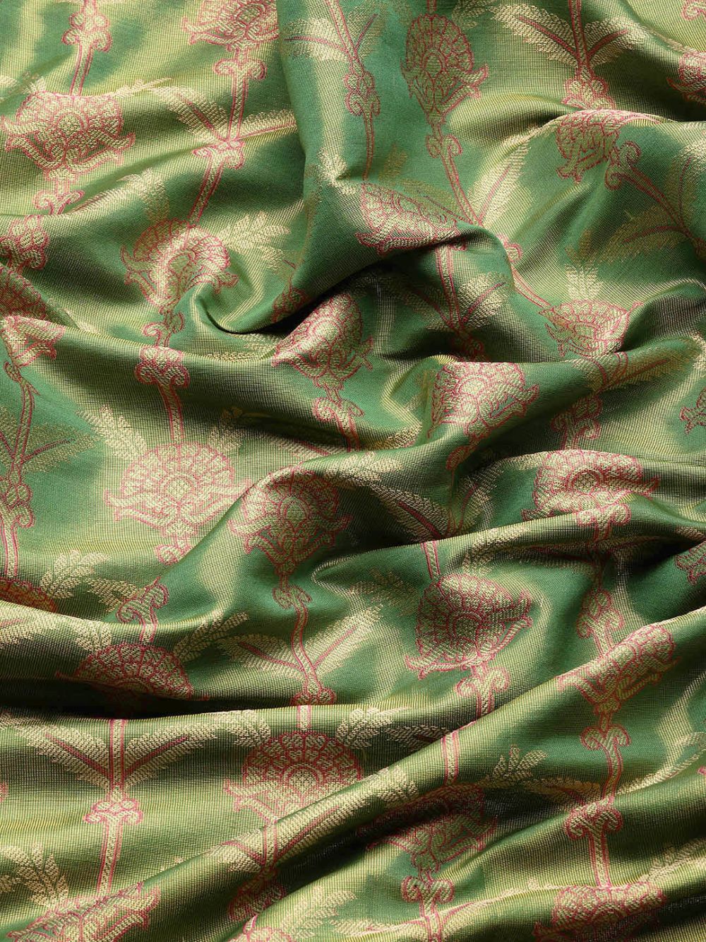 Green Brocade Floral Saree