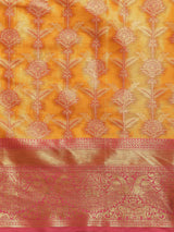 Mustard Brocade Floral Saree