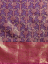 Purple Brocade Floral Saree