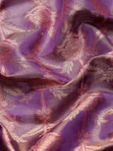 Purple Brocade Floral Saree