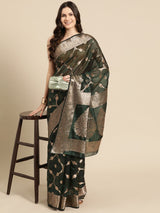 Green Organza Silk Floral Saree