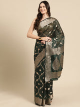 Green Organza Silk Floral Saree