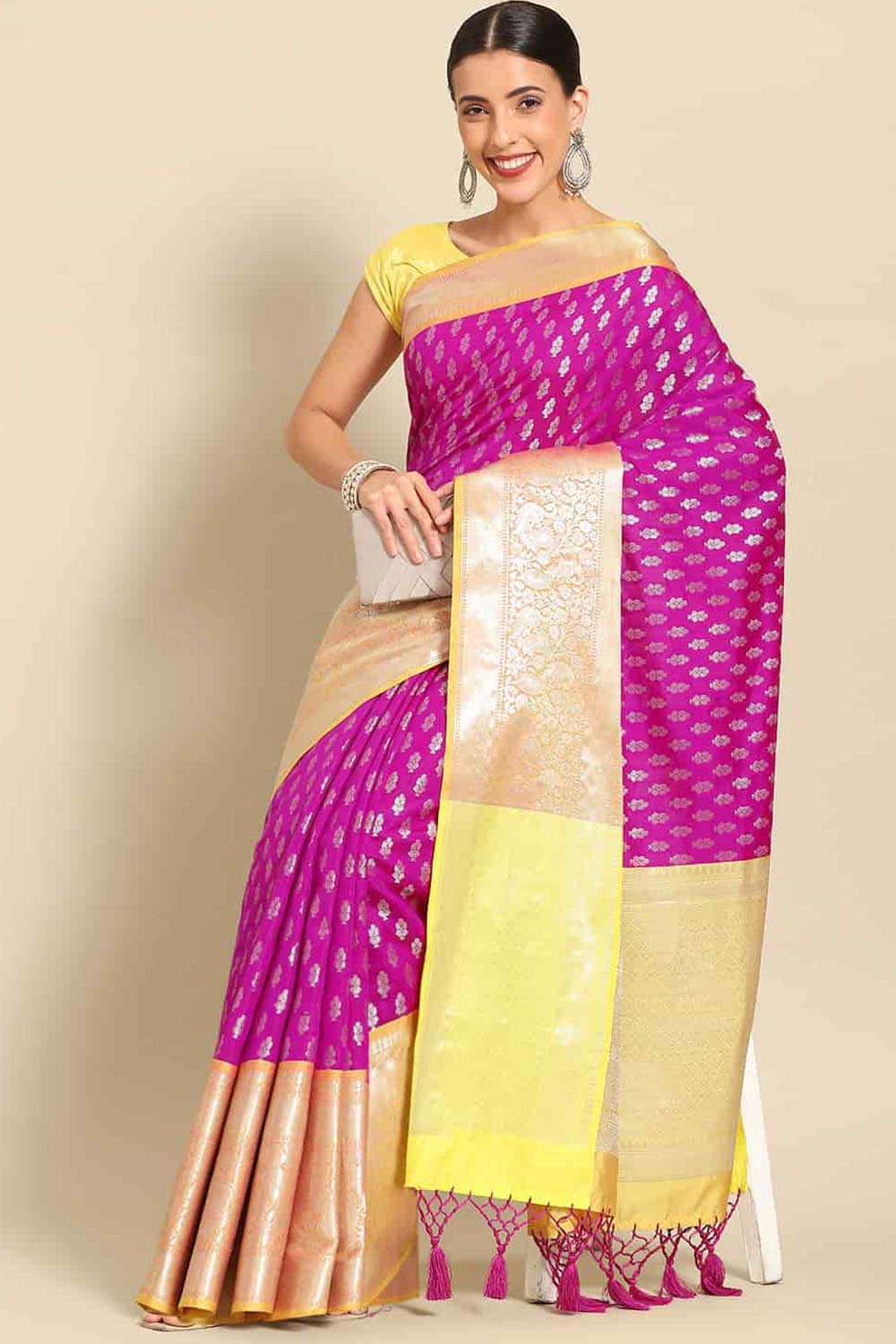 Purple Zari Art Silk Saree