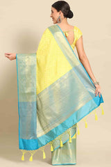 Yellow Zari Art Silk Saree