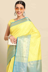 Yellow Zari Art Silk Saree