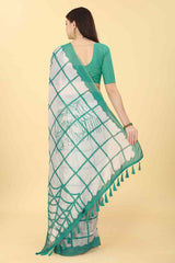 Green Tie Dye Cotton Blend Saree