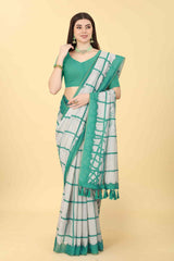 Green Tie Dye Cotton Blend Saree