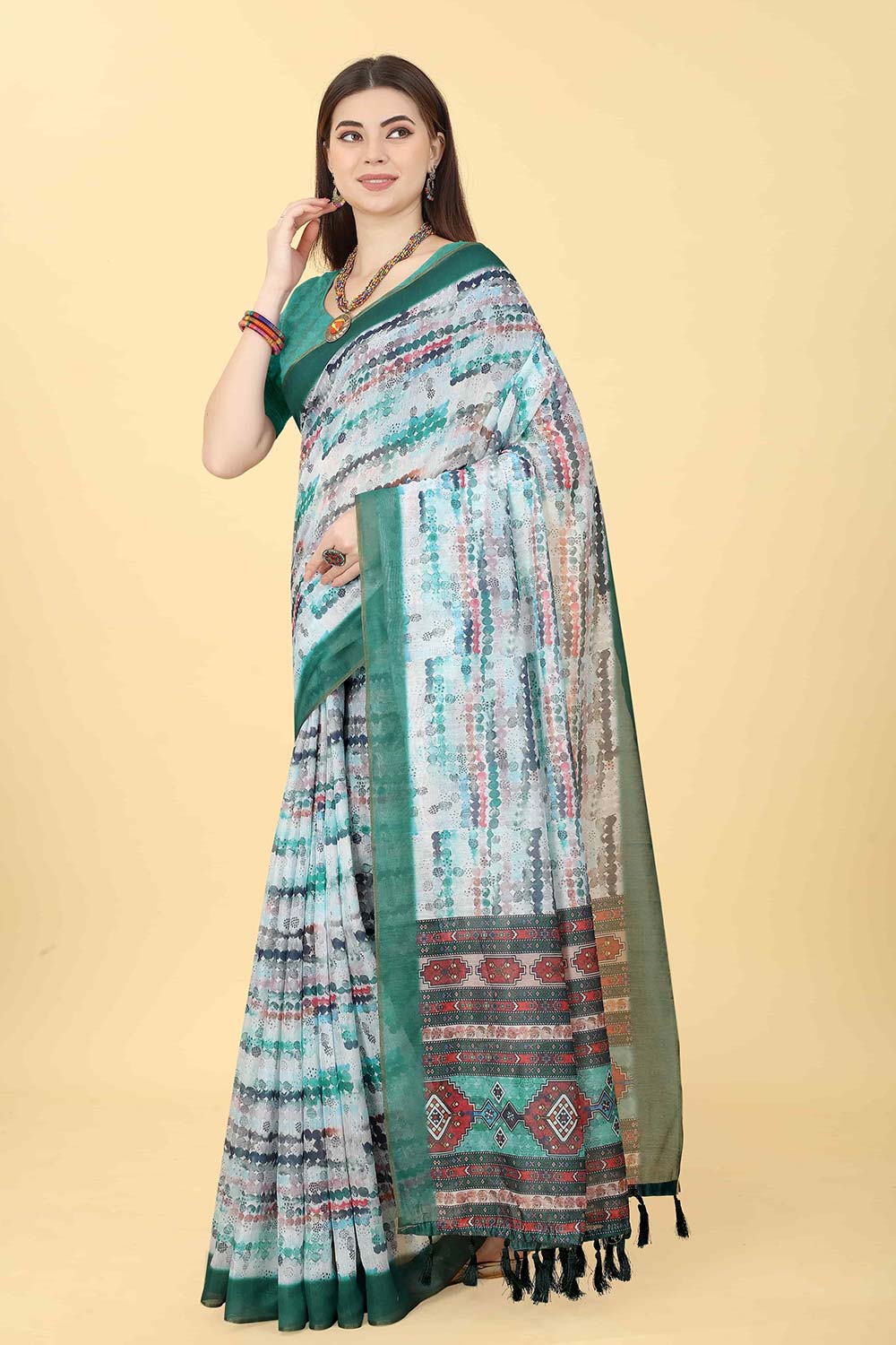 Multi Tie Dye Cotton Blend Saree