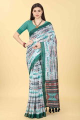 Multi Tie Dye Cotton Blend Saree