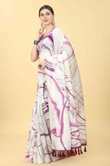 Purple Tie Dye Cotton Blend Saree