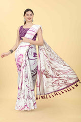 Purple Tie Dye Cotton Blend Saree