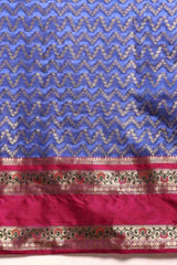 Navy Blue Woven Silk Blend Saree