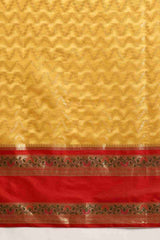Yellow Woven Silk Blend Saree