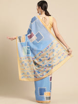 Blue Soft Silk Abstract Saree