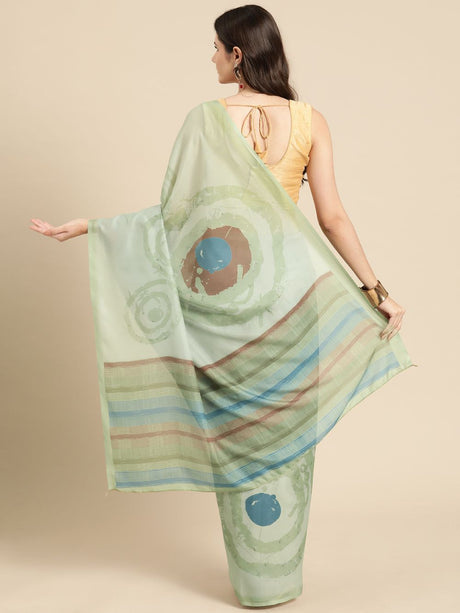 Green Soft Silk Abstract Saree