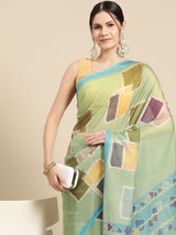 Olive Soft Silk Abstract Saree