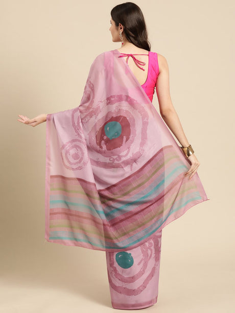 Peach Soft Silk Abstract Saree