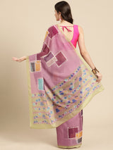 Pink Soft Silk Abstract Saree