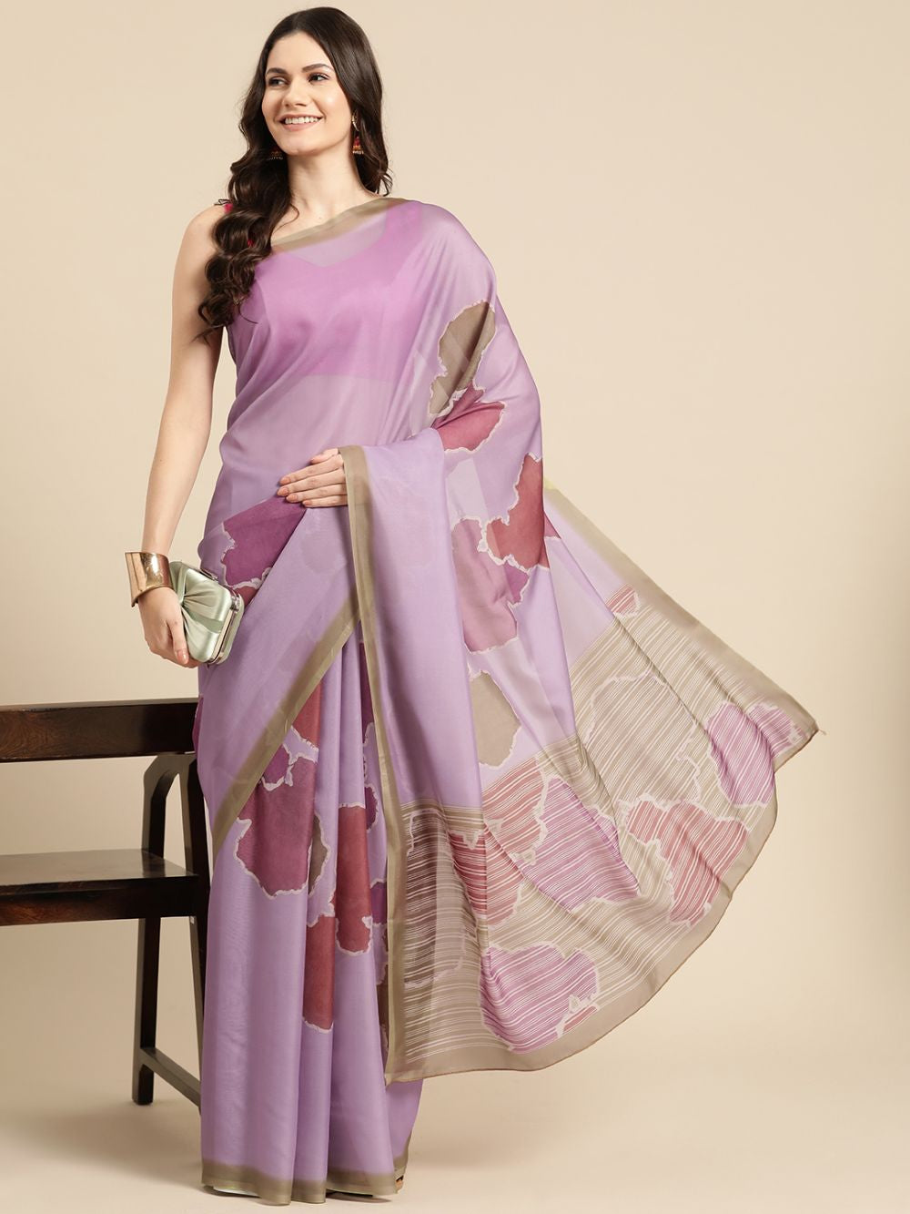 Purple Soft Silk Abstract Saree