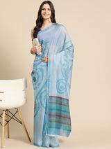 Sky Blue Soft Silk Abstract Saree