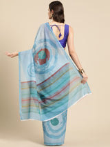 Sky Blue Soft Silk Abstract Saree