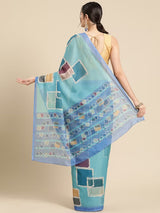 Teal Soft Silk Abstract Saree