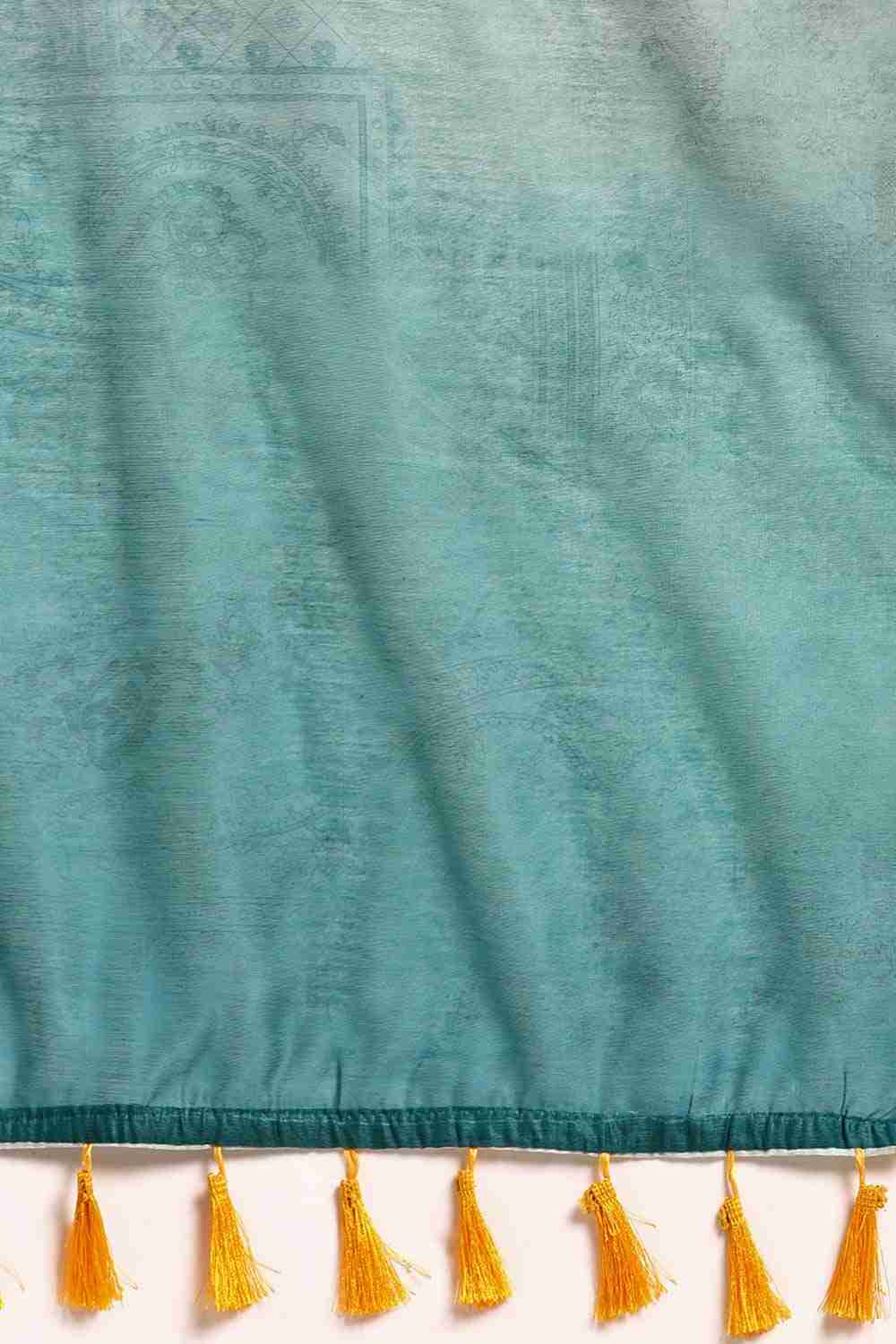 Sea Green Printed Organza Saree