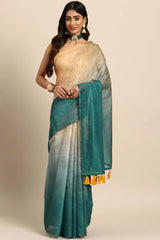 Sea Green Printed Organza Saree