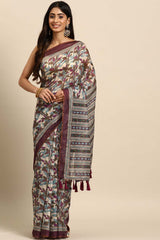 Multi Printed Organza Saree