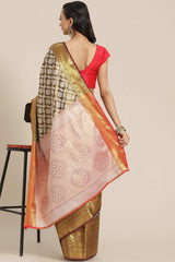 Buy mahendi Soft Art Silk Floral Printed Banarasi Saree Online