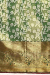 Green Woven Brocade Saree