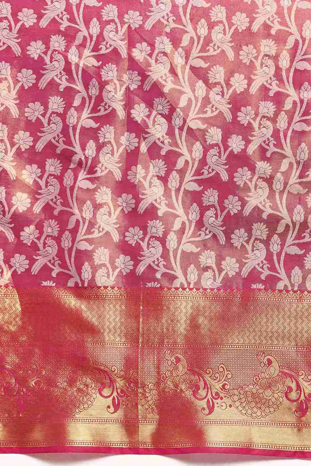 Pink Woven Brocade Saree