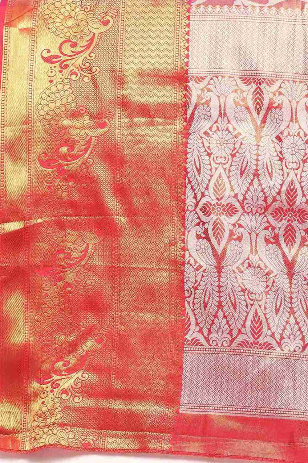 Pink Woven Brocade Saree