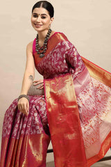 Pink Woven Brocade Saree