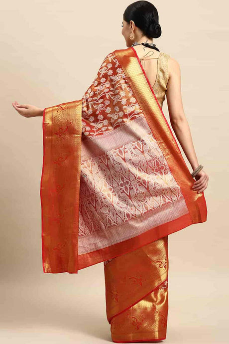 Red Woven Brocade Saree