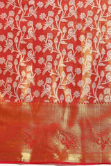 Red Woven Brocade Saree