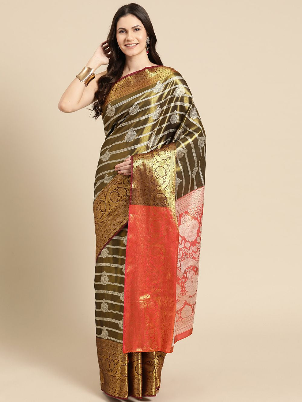 Black Silk Woven Design Saree