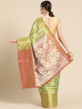 Parrot Green Silk Woven Design Saree