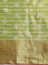 Parrot Green Silk Woven Design Saree