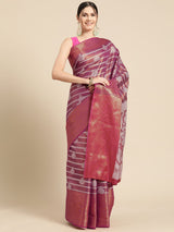 Pink Silk Woven Design Saree