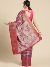 Pink Silk Woven Design Saree