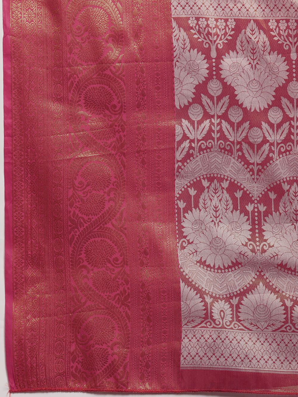 Pink Silk Woven Design Saree