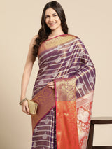 Purple Silk Woven Design Saree