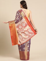 Purple Silk Woven Design Saree