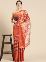 Red Silk Woven Design Saree