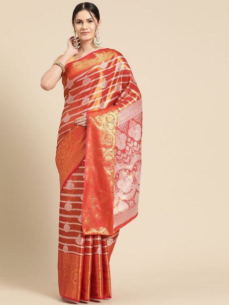 Red Silk Woven Design Saree