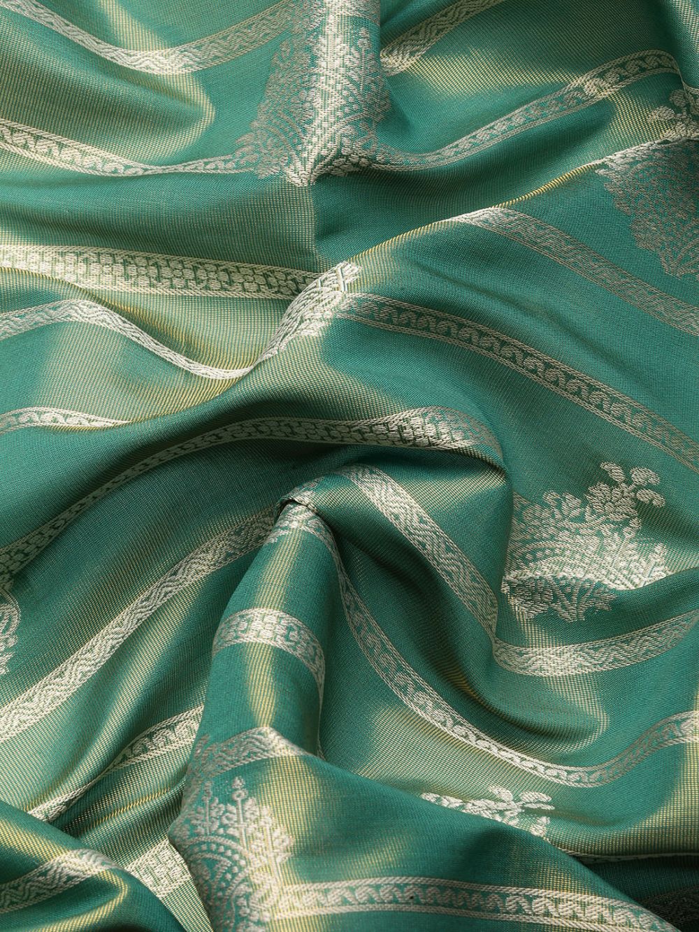 Teal Silk Woven Design Saree