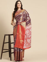 Wine Silk Woven Design Saree